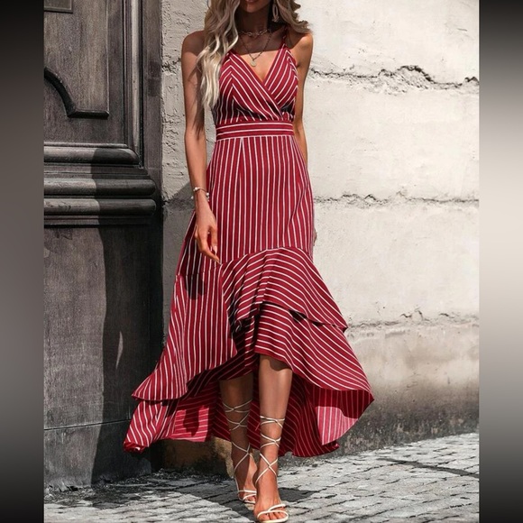 Boho striped ruffle trim maxi dress - Picture 16 of 16